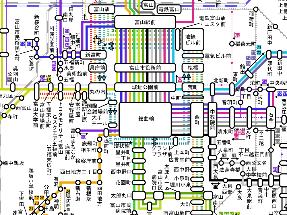[Toyama Bus Route Map]